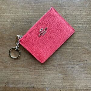 Coach Crossgrain Leather Mini Skinny ID Card Holder with Keychain in Orange